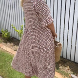 ZORA | SAND MIDI DRESS WITH SHORT SLEEVES