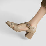 Elyxiana | Block Heels with T-Strap