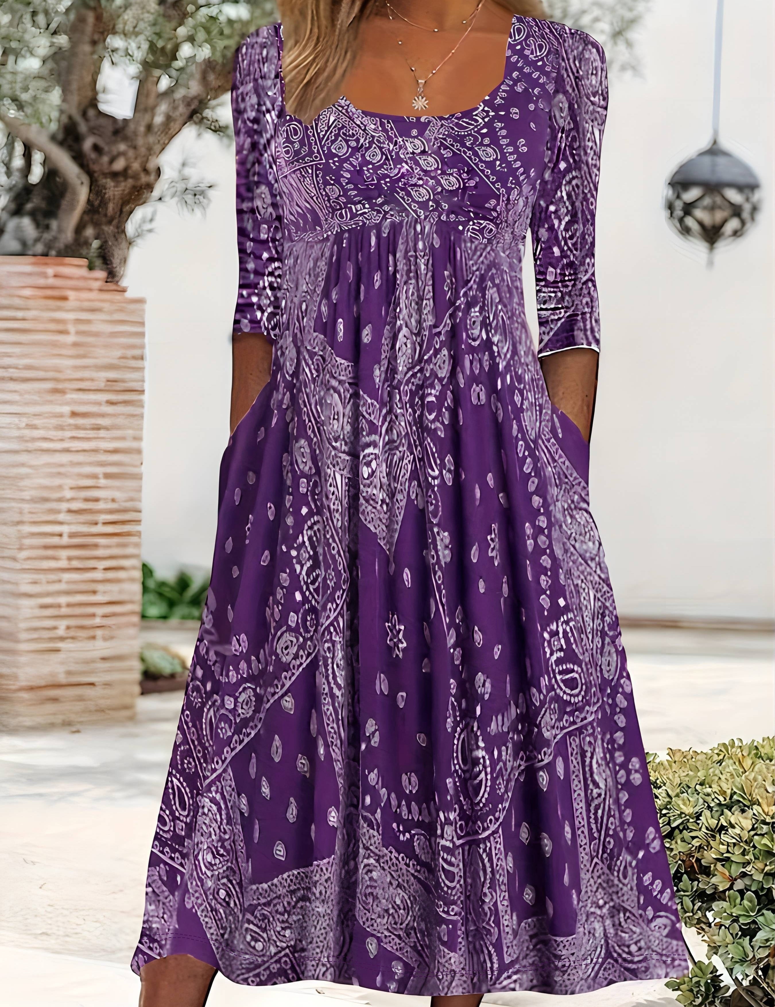 ELOWEN | CASUAL LONG SLEEVE MIDI DRESS