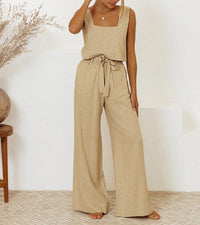Megan - Minimalist Top and Flared Pants Set