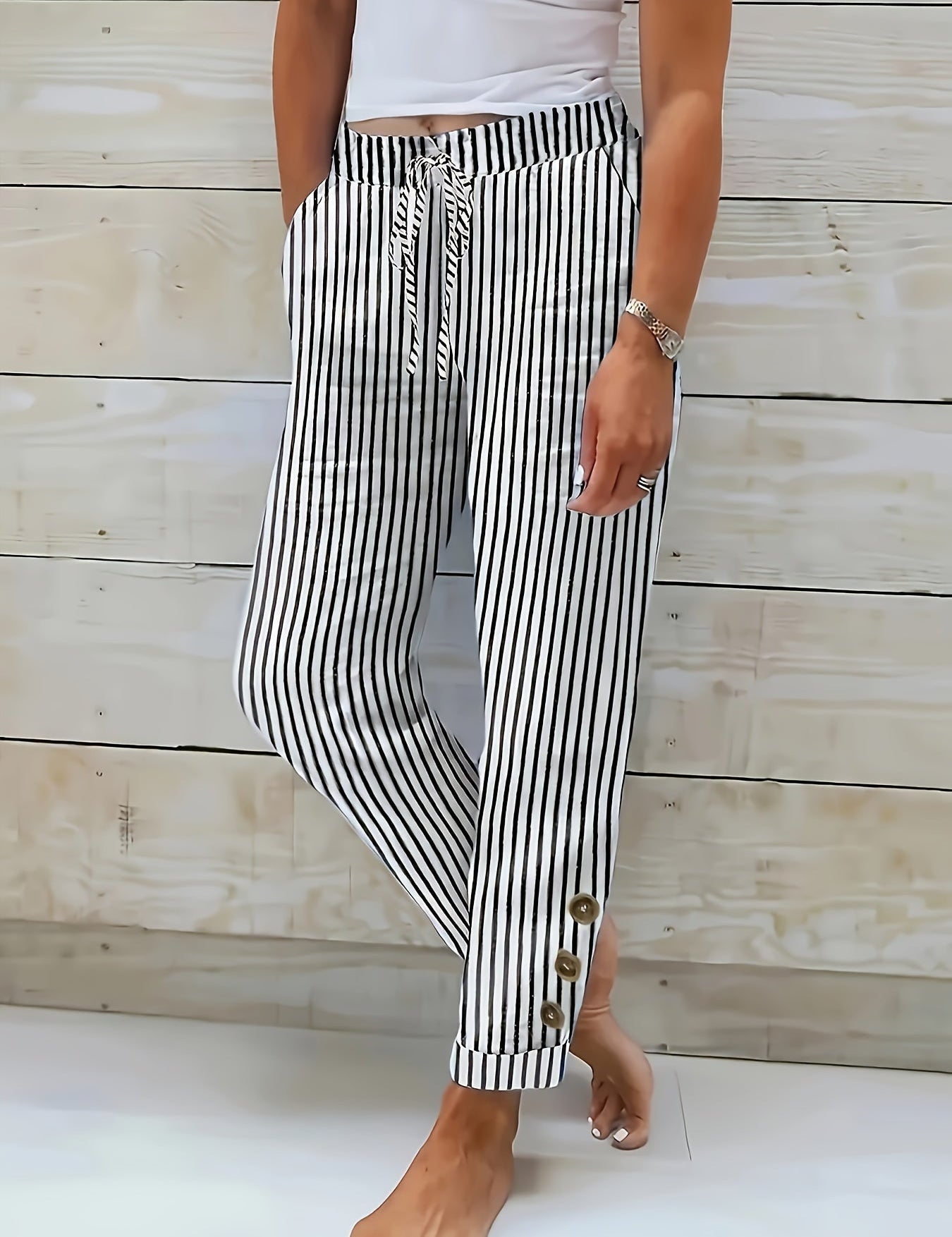 Raquelle - Casual Striped Pants