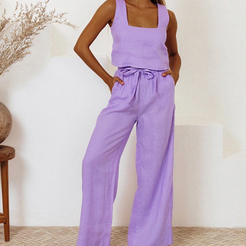 Megan - Minimalist Top and Flared Pants Set