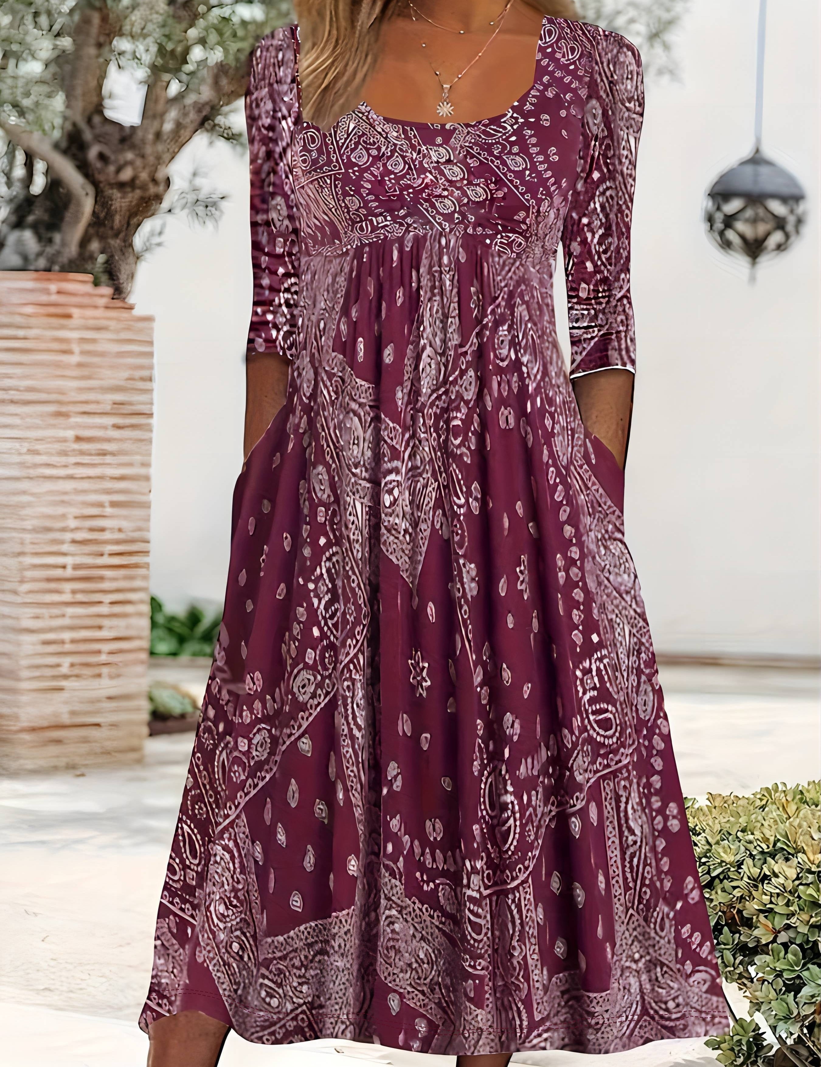 ELOWEN | CASUAL LONG SLEEVE MIDI DRESS