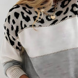 Diane | Knit Sweater with Leopard Accent