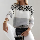 Diane | Knit Sweater with Leopard Accent