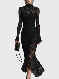 Monica | Elegant Flared Lace Maxi Dress