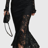 Monica | Elegant Flared Lace Maxi Dress