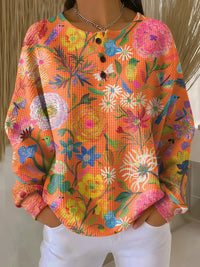Faustine - Colorful Floral Pattern Sweatshirt