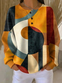 Léa - Textured Knit Sweater with Geometric Patterns