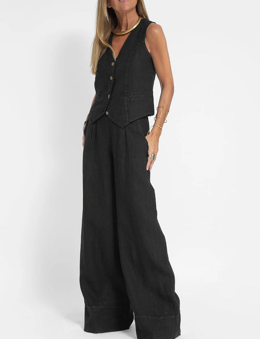 Aira - Ensemble Gilet Boutonné & Pantalon Large