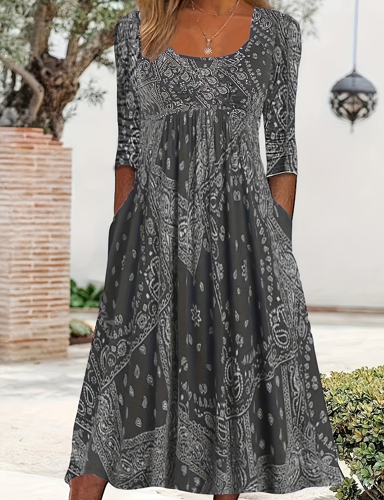 ELOWEN | CASUAL LONG SLEEVE MIDI DRESS