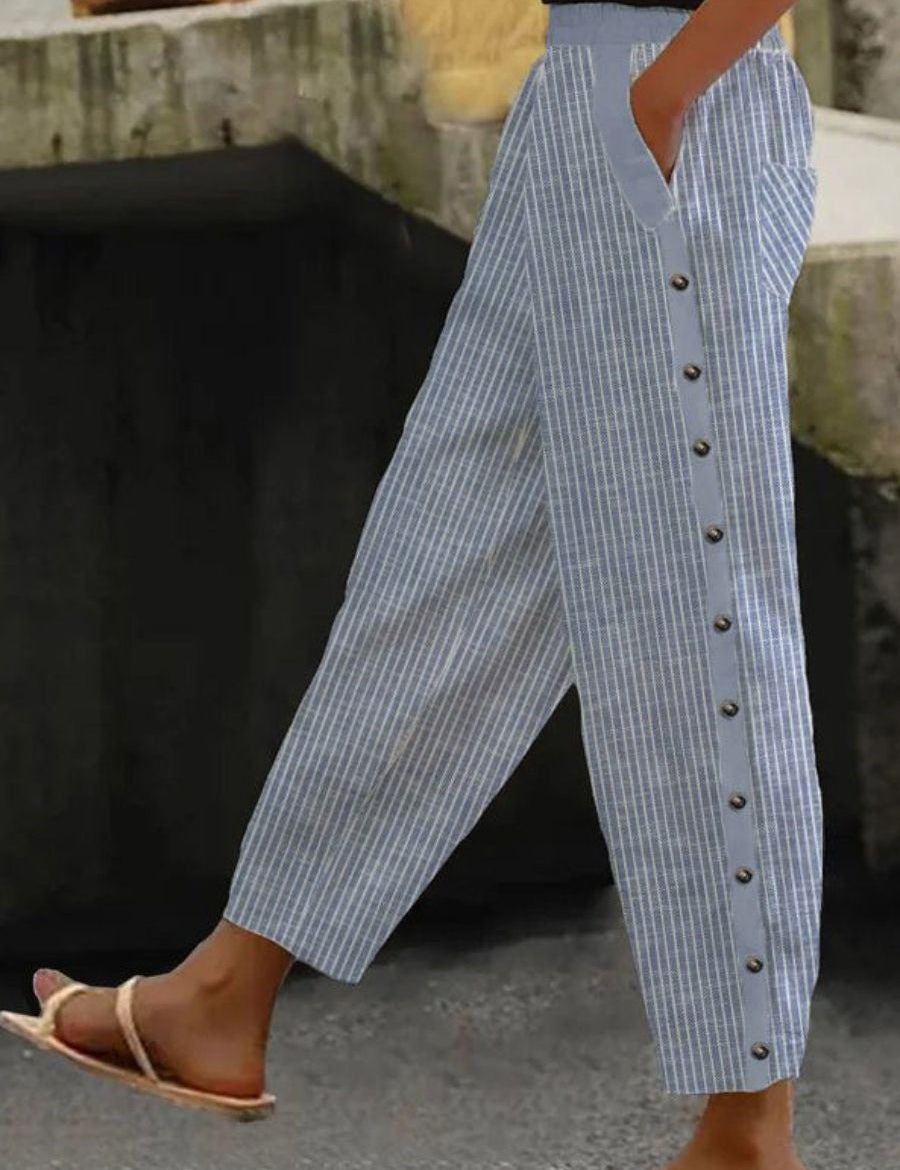 Linaya - Striped Button Pants