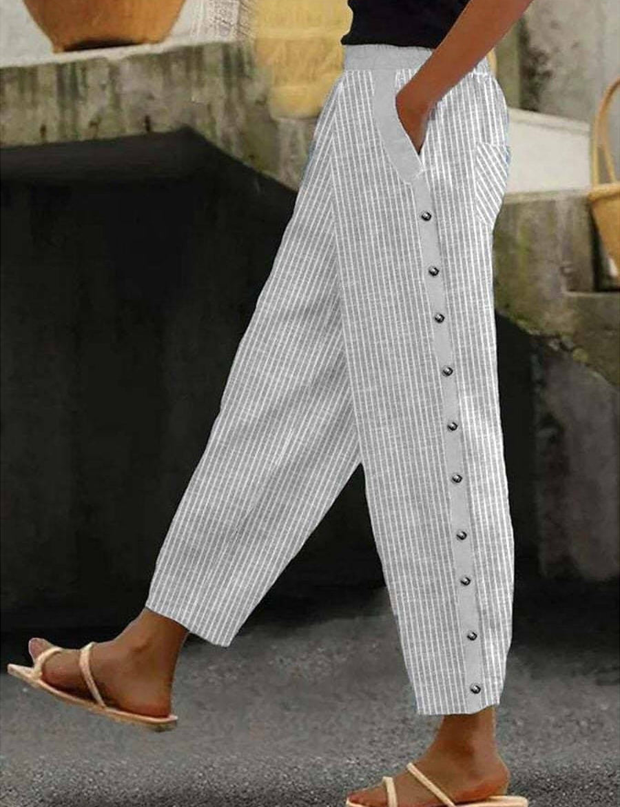 Linaya - Striped Button Pants