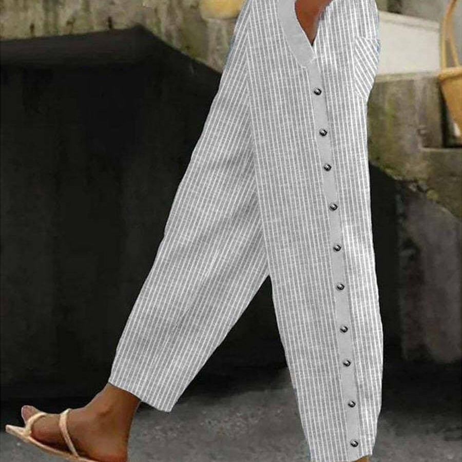 Linaya - Striped Button Pants