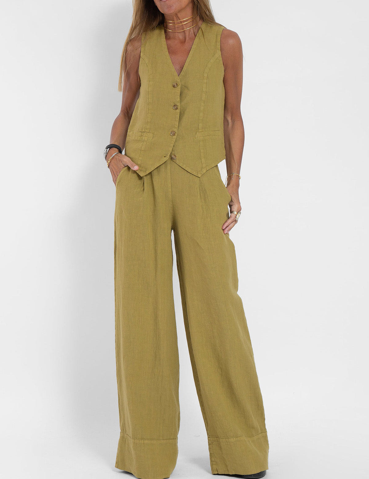 Aira - Ensemble Gilet Boutonné & Pantalon Large