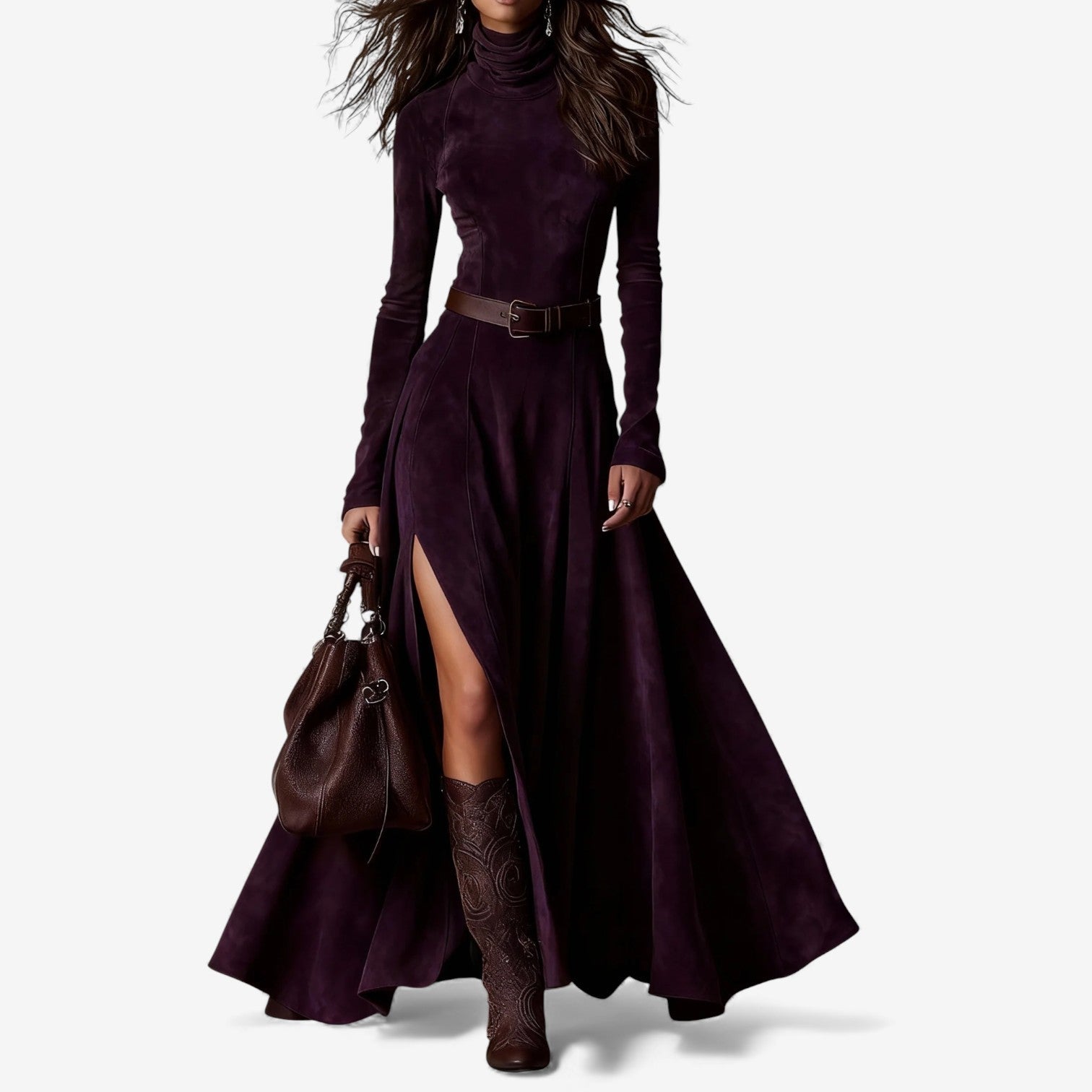 Élodie | Elegant Long Dress with Included Belt